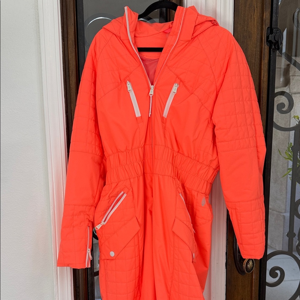 Women’s free people fb movement Bright Orange snow ski waterproof suit
